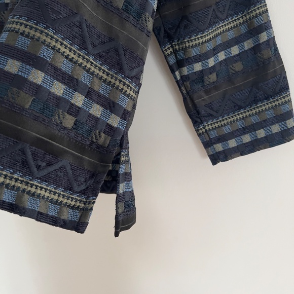 Vintage 90s Sag Harbor All Over Block Wave Quilted Embroidery Jacket size 16 - Picture 6 of 8